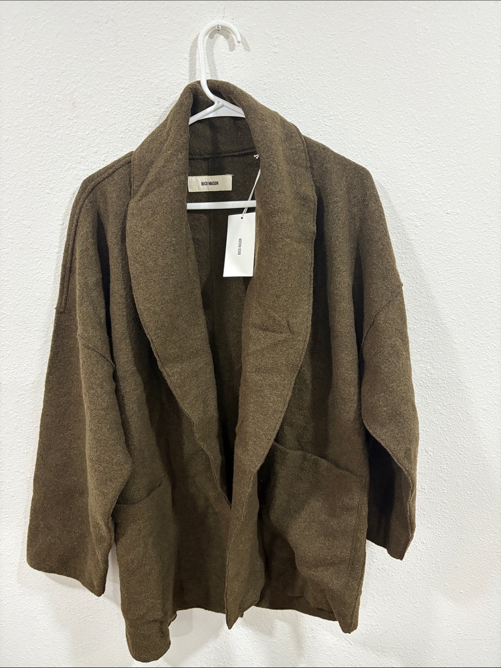 Buck Mason Marled River Rock Felted Wool Wrap Coat Women’s Small $368